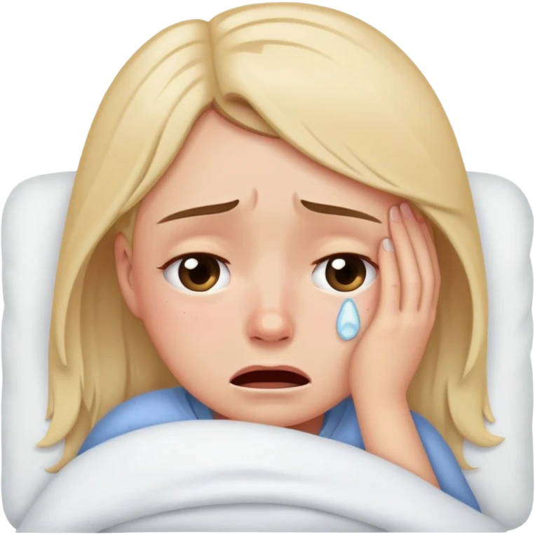 girl crying in bed emoji