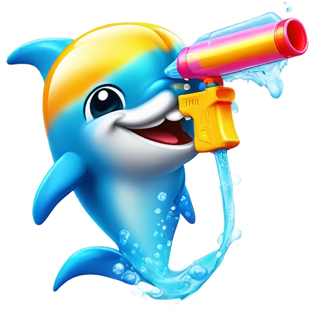 Dolphin with water gun emoji