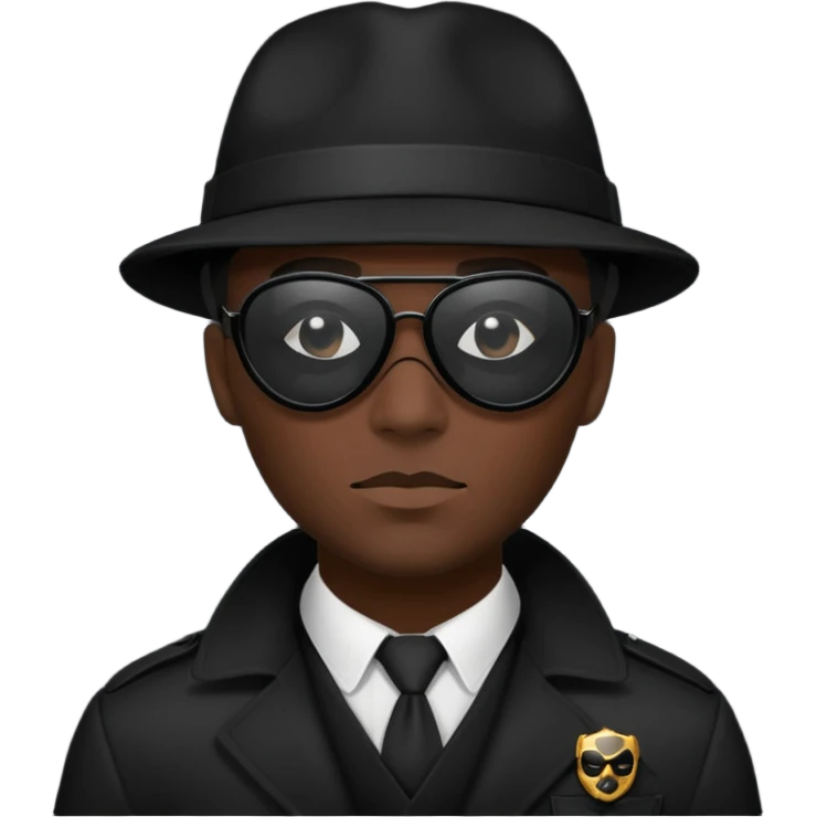 Siyah gözlük ve maske takan siyah dedektif emoji