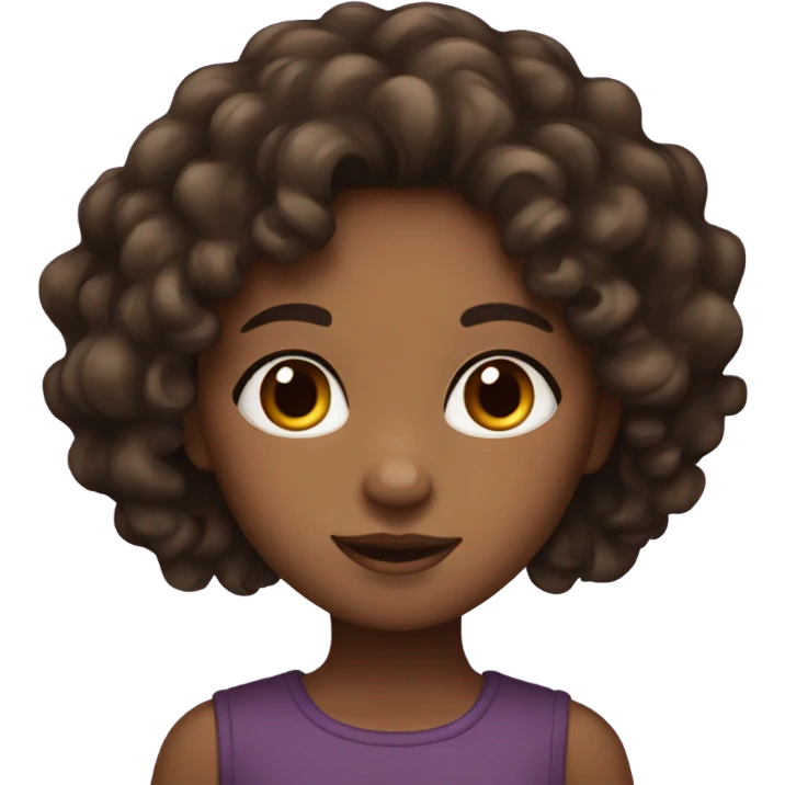girl with dark brown curly hair and brown skin emoji