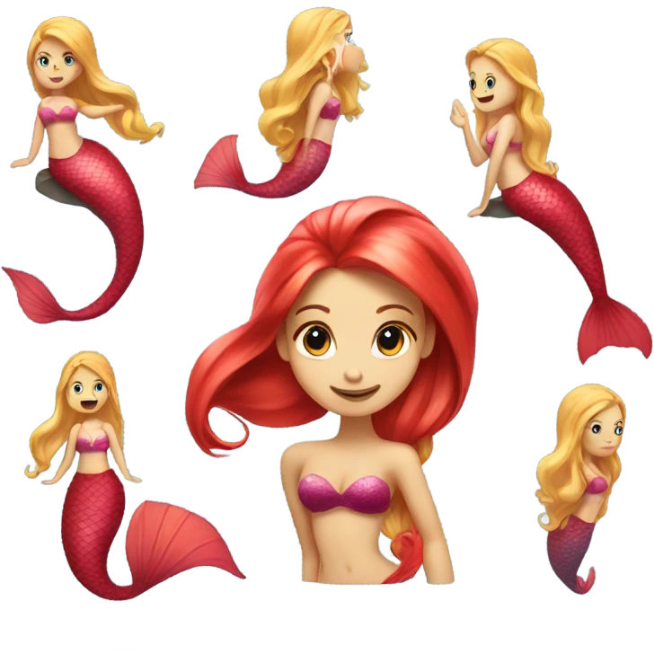 Pretty mermaid with red tail and blonde ponytail  emoji