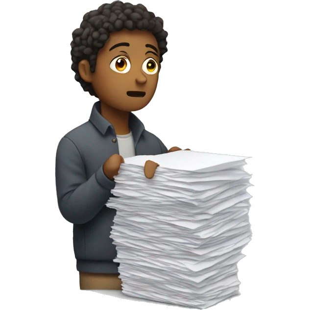 person in despair holding stacks of paper  emoji