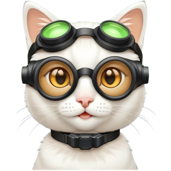 white smile kitty with nigthvision googles emoji
