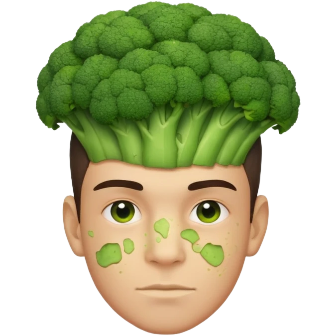 Young man with head made of broccoli emoji