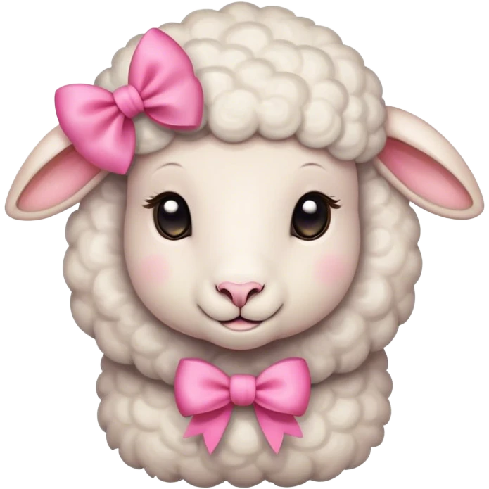 cute little sheep with pink bow emoji