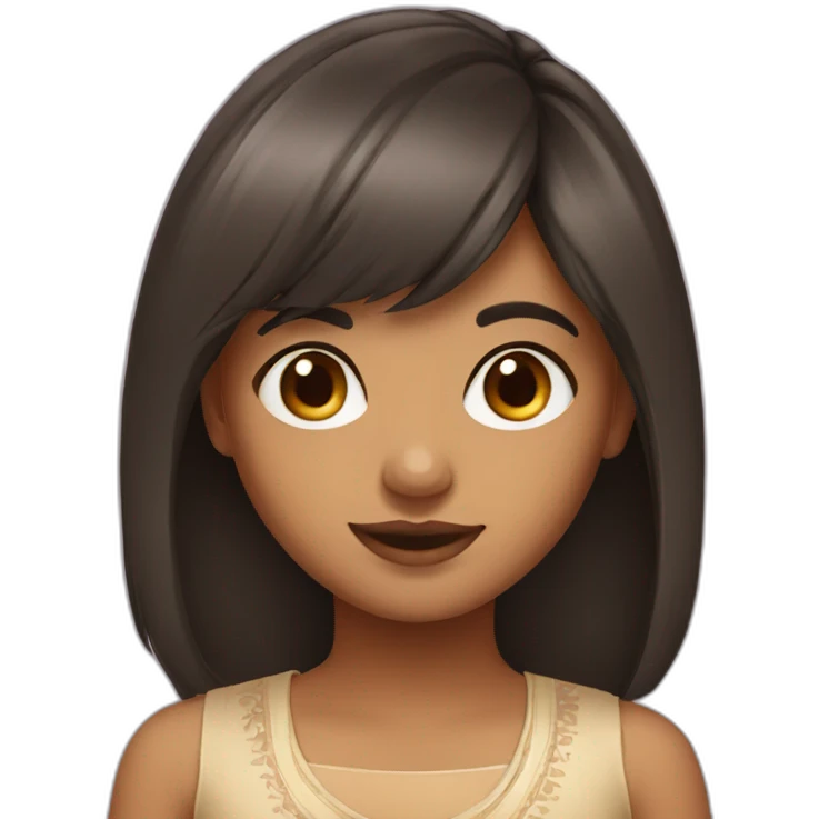 indian girl with bangs hairstyle and long brown hair emoji