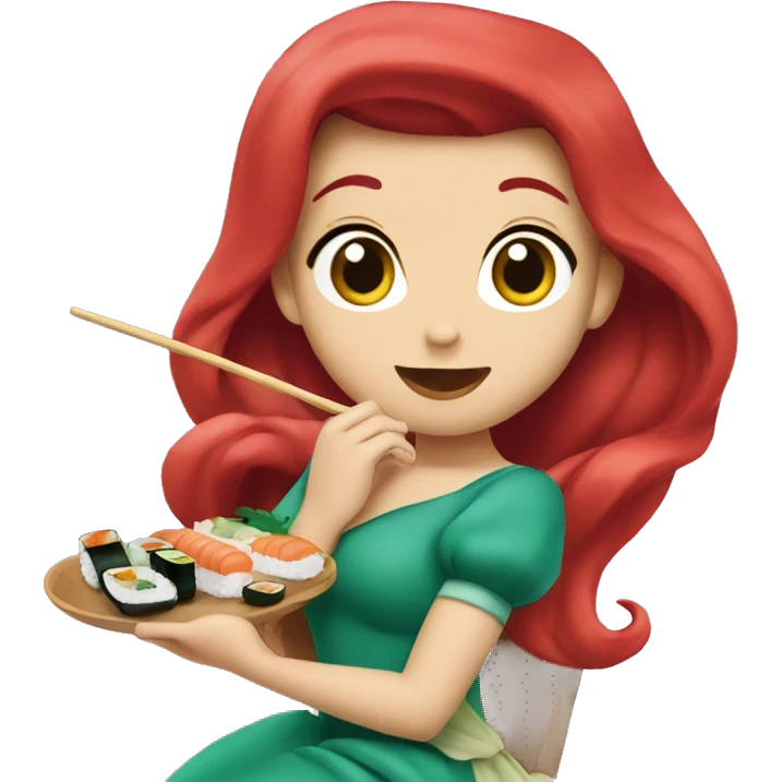 Princess Ariel eating sushi emoji
