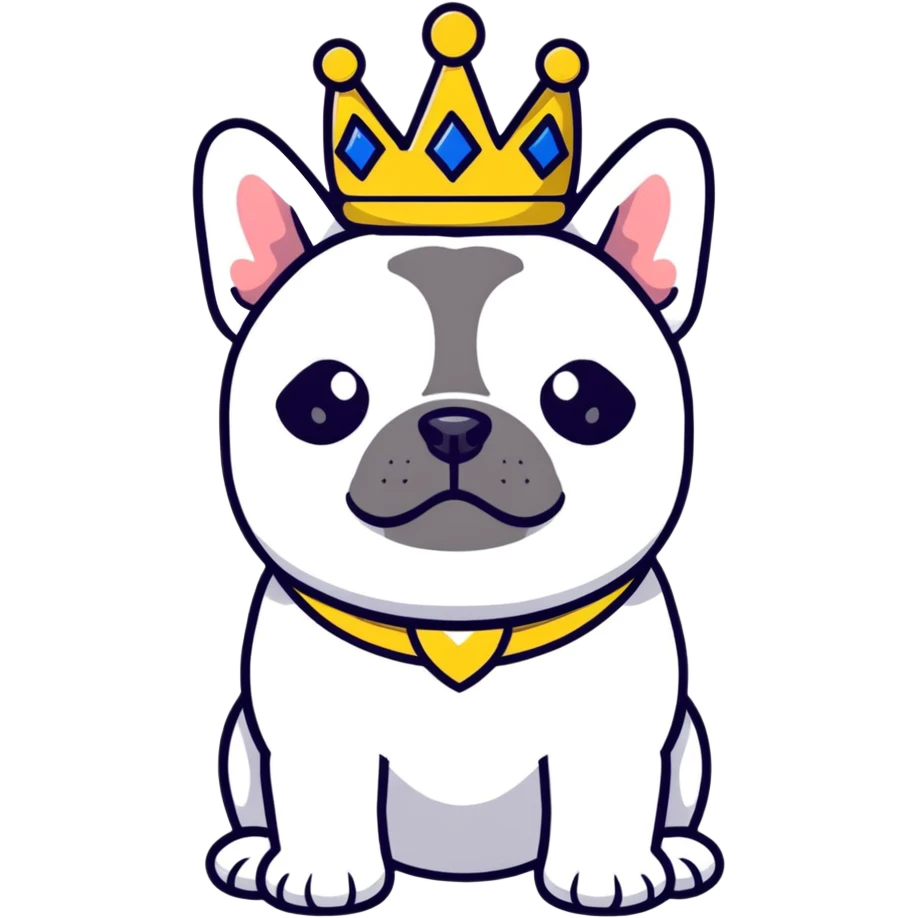 Frenchie with crown emoji