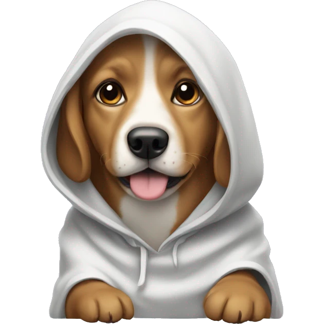 Dog wearing oodie emoji