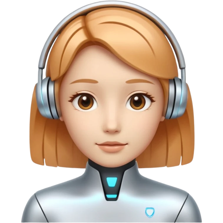 AI Ptch Agent holo-human-like Cyber AI face, warm, calm and friendly. Holographic look.Soft AI face with a listening, welcoming expression, minimal facial lines, calm eyes. Minimalistic presentation. emoji