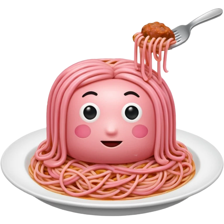 Pink spaghetti WITH SPAM meatball emoji