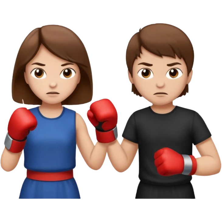 Fight girl and boy Brown hair  emoji