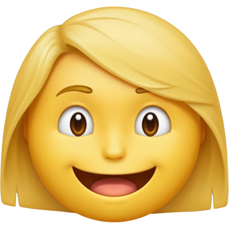 yellow traditional emoji looking down biting half of bottom lip tucking back invisible hair emoji