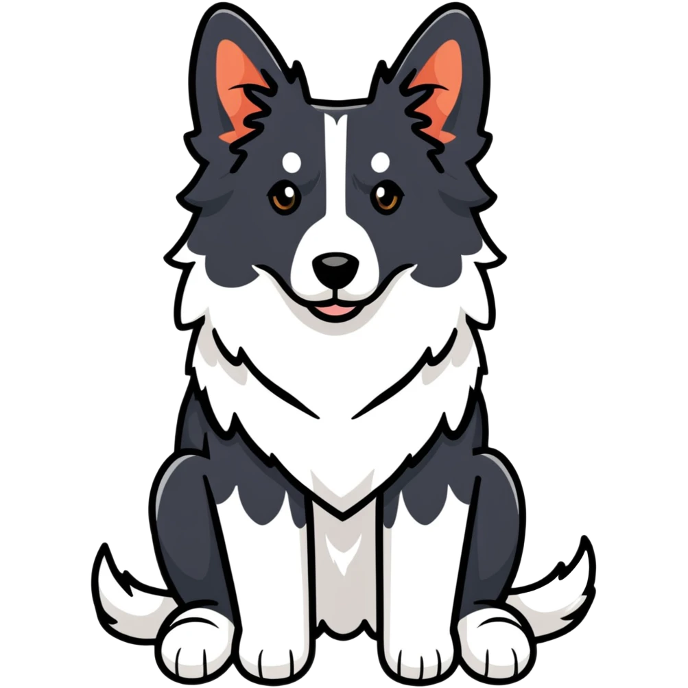Border collie dog with only one black ear emoji