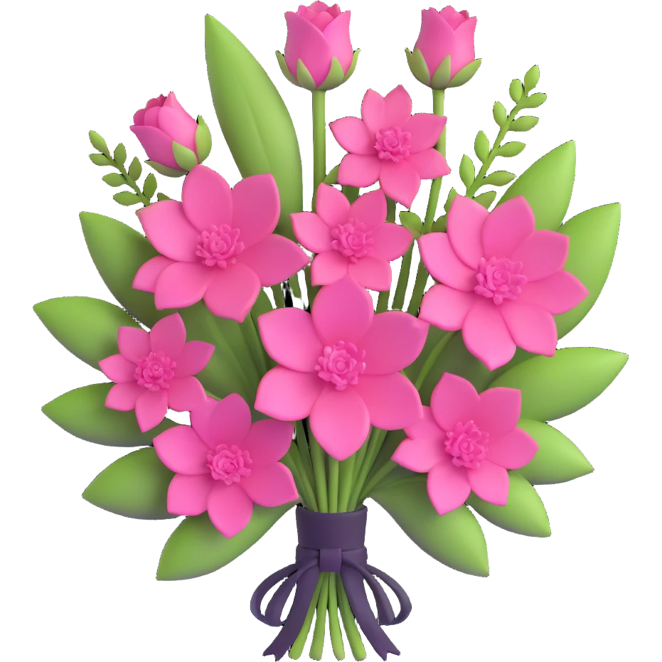 minimal 3D gothic bouquet with only pink flowers, simple and elegant emoji