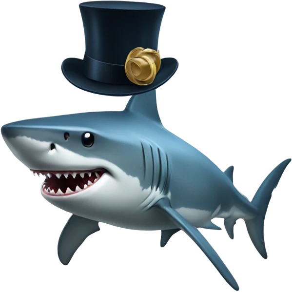Shark with a top hat emoji