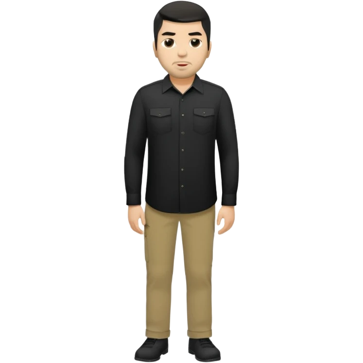 Chino Moreno long black shirt, khaki pants emoji