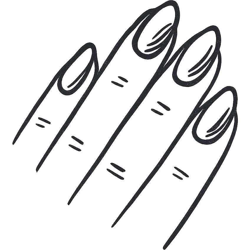 Draw almond-shaped nails on all fingers, with a more refined, filled-in style (not just outlines). Add soft shadows and highlights to give the nails a dimensional, polished look, but keep the overall style consistent with the original illustration. emoji
