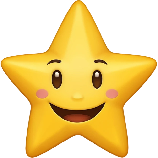 a star  with a heavily exaggerated smile emoji