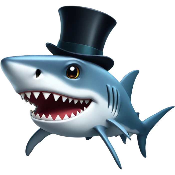Shark with a top hat emoji