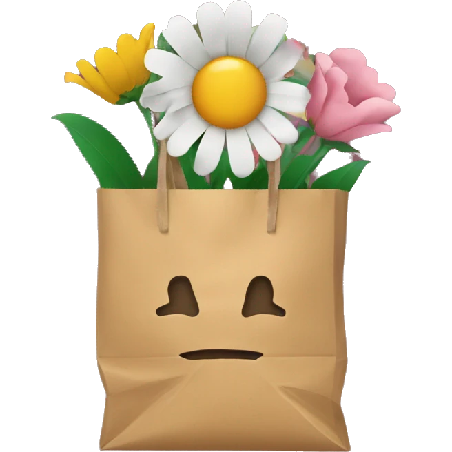 Flowers and paper bag emoji