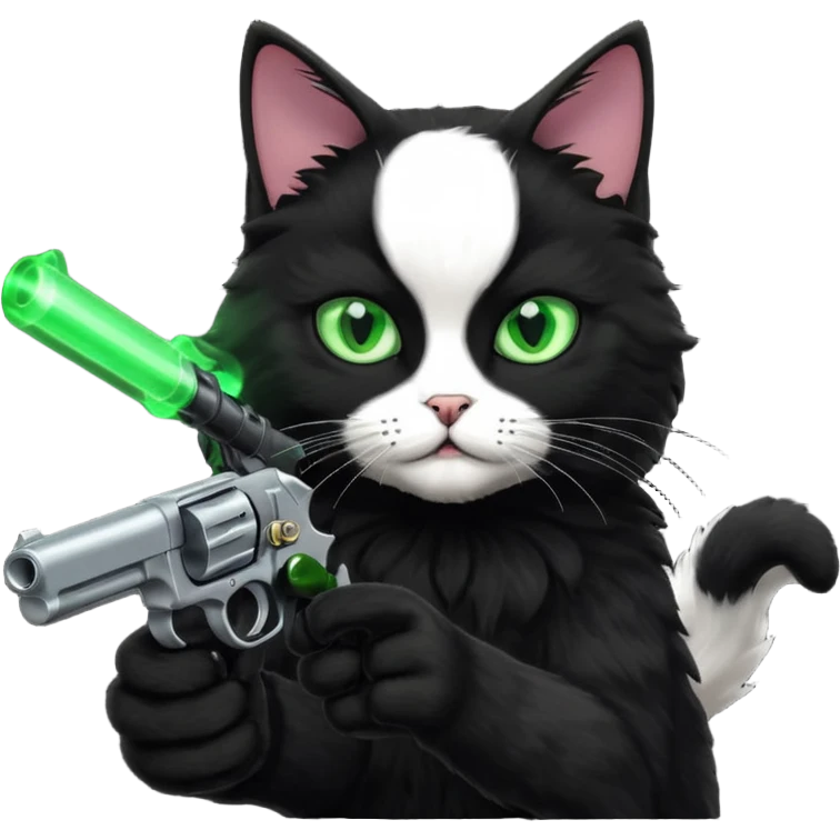 black cat pointing a gun at the screen emoji