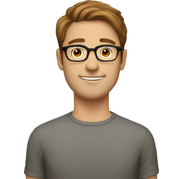 white guy with brown hair in 30s with glasses emoji