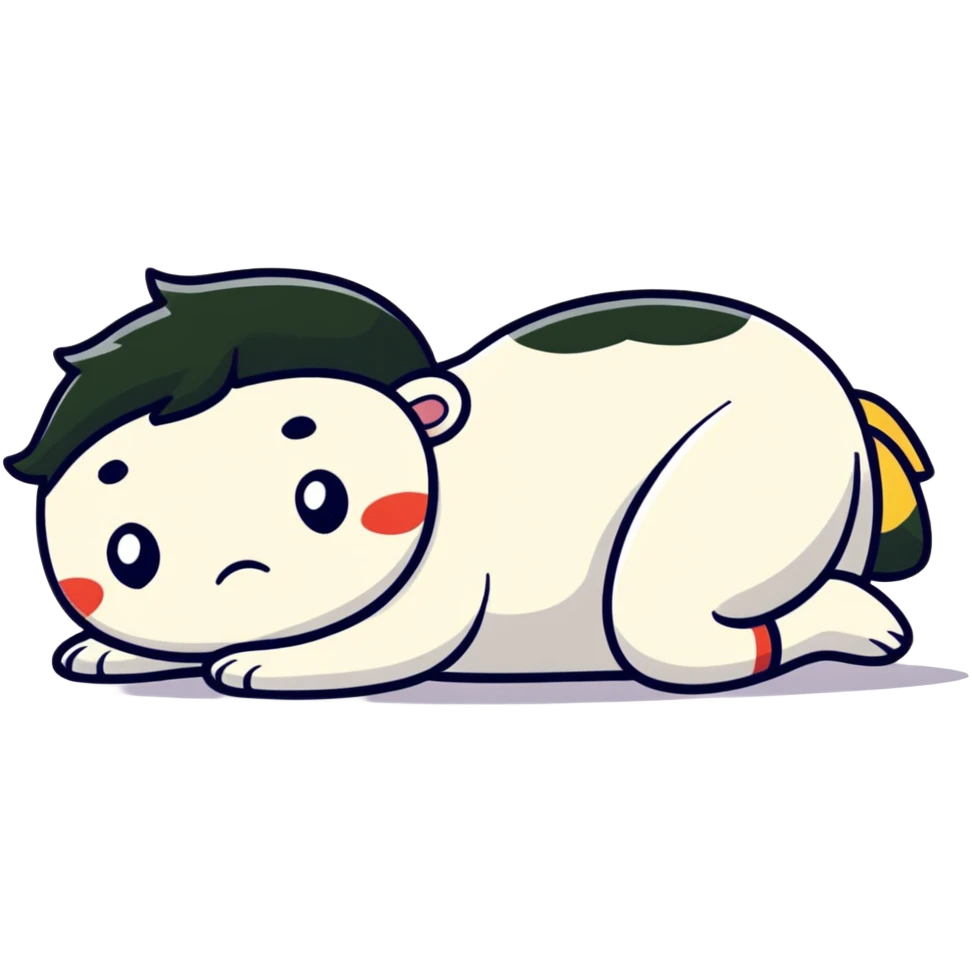 A character named Boksil lying down flat with a disappointed, defeated expression, looking completely discouraged emoji