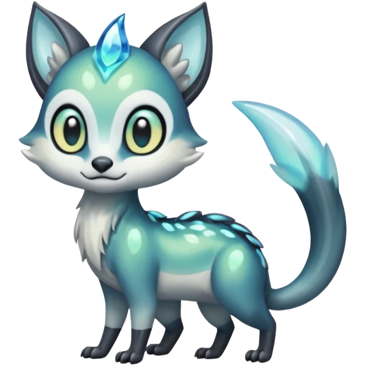 Icy Clear Glossy Glassy Gassy Mossy Meloetta-Vernid-Trico-Sergal-Civet-Fakémon-creature-hybrid emoji