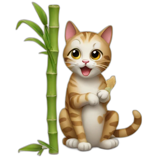 Cat eating bamboo emoji