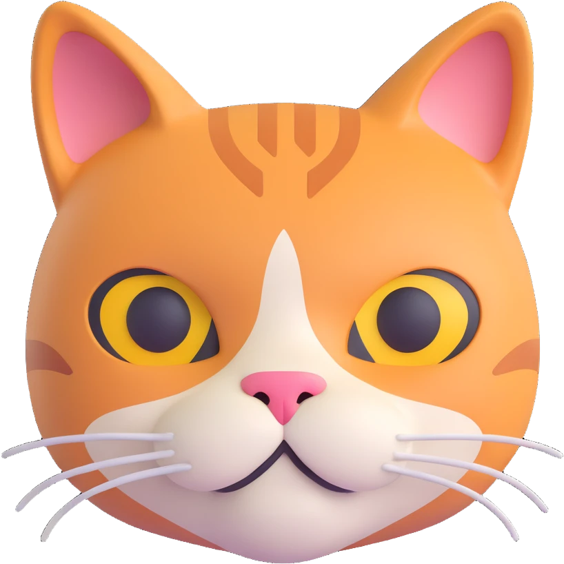 3D emoji style cat head only with neutral face inspired by Ripple (XRP) logo for a crypto project emoji