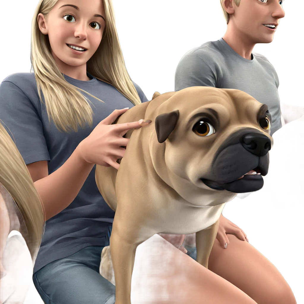 girl and boy with dog emoji