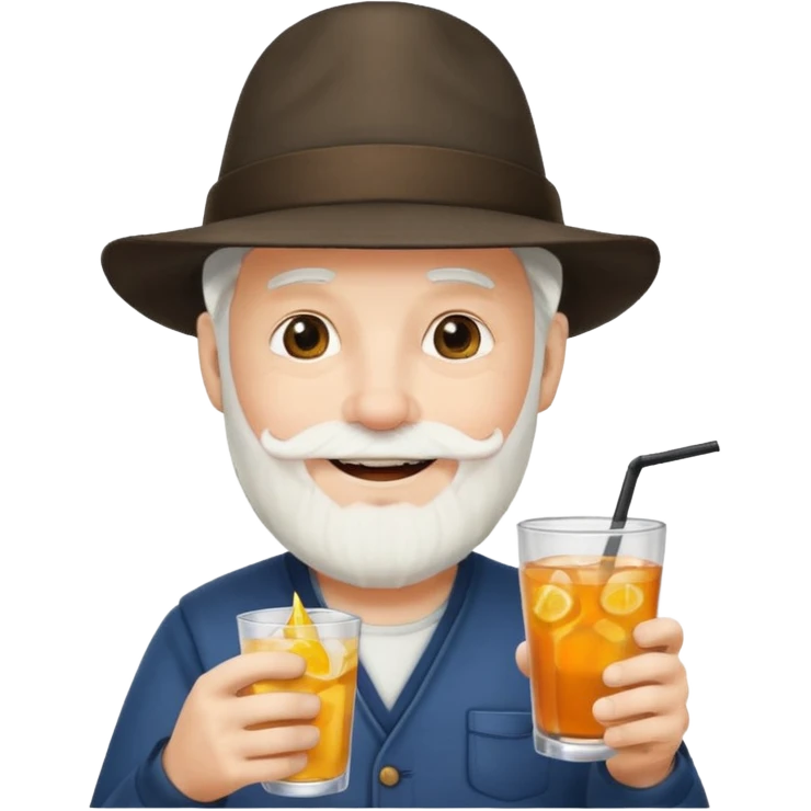 Drink holders with hat white hair white bearded  emoji