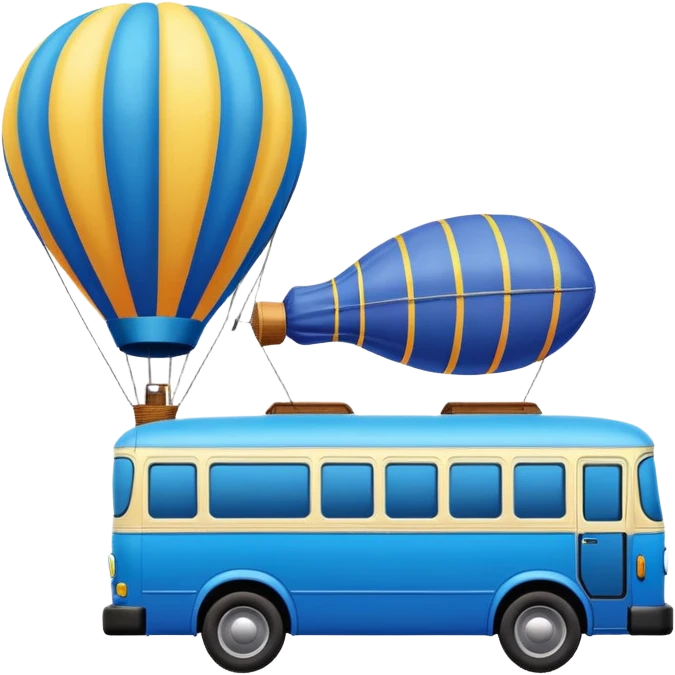 make me a high definition emoji of a Blue bus suspended by a single hot air balloon emoji