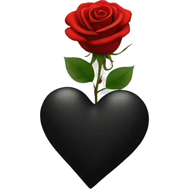 Black heart with red rose  emoji