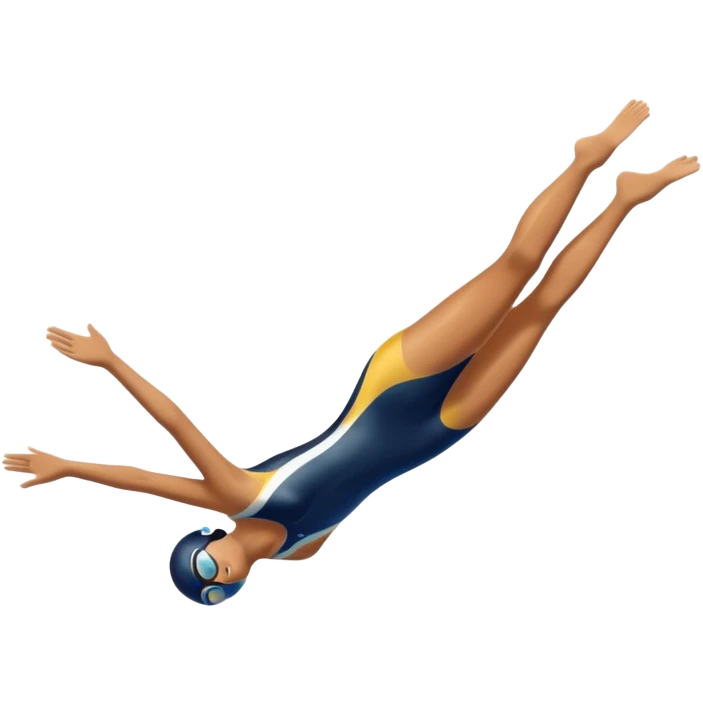 An icon showing a diver captured mid-air in a graceful pose above a pool, with a diving board behind and water below. Splash trails and motion lines emphasize precision and elegance. Transparent background highlights the beauty and focus of competitive diving. emoji