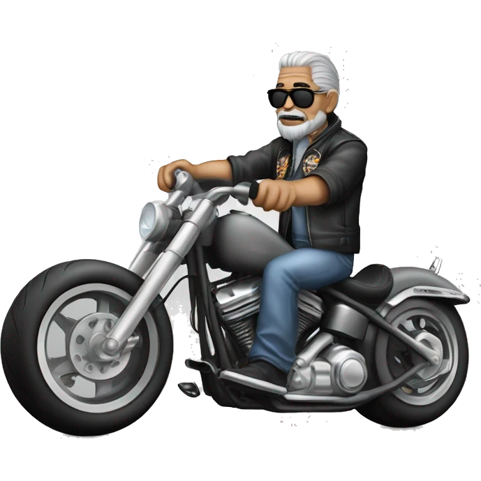 Old Biker Wirh Chicano Harley in grey  emoji