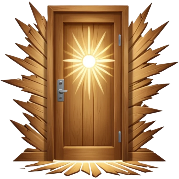 Door bursting open, light blasting outward emoji