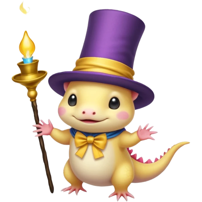 light yellow axolotl with magician hat emoji