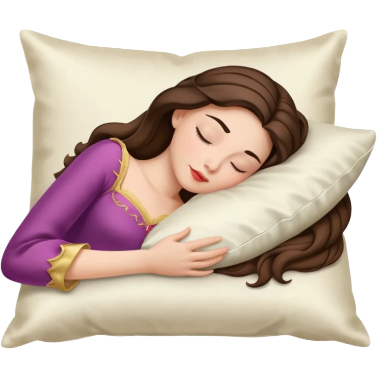sleeping beauty brunette white girl with a silk pillow emoji