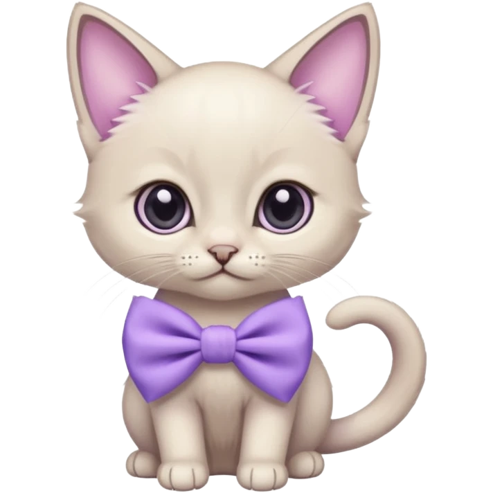 lilac point siamese kitten wearing a lavender color bow emoji