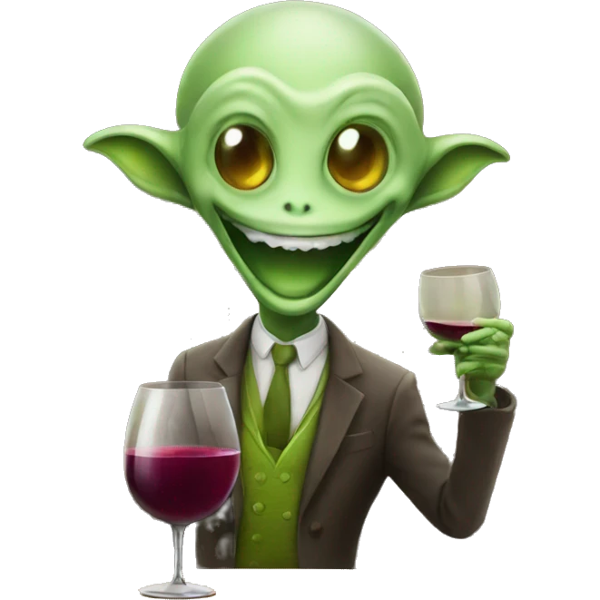 happy alien Sommelier wine emoji