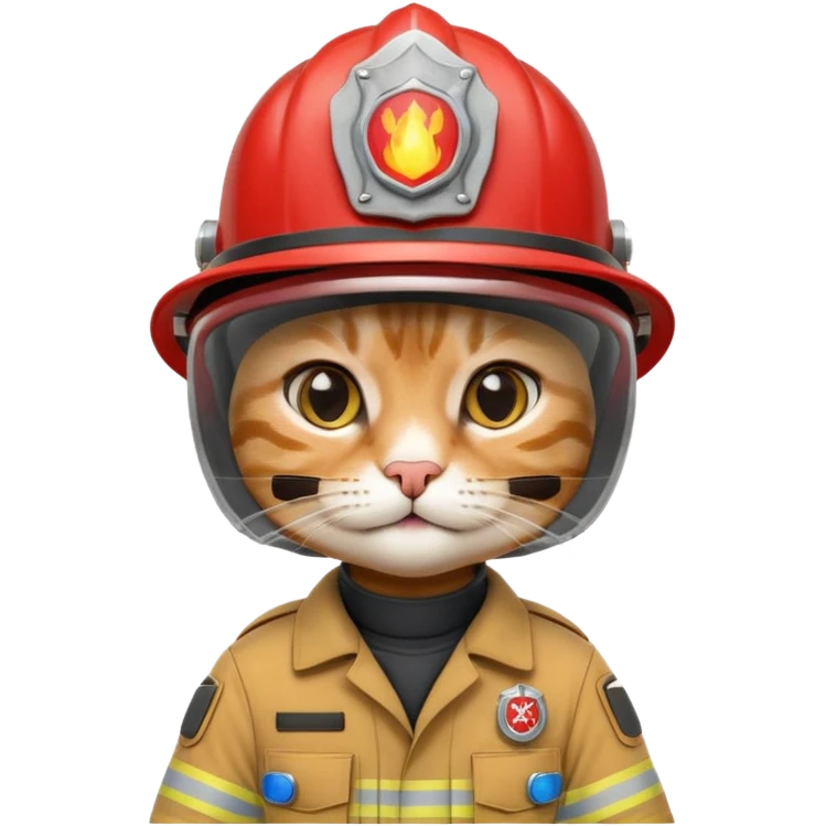 Cat firefighter, uniform including helmet of uniform emoji
