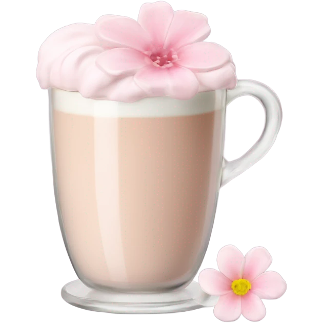 Light Pink latte classy in glass with flower emoji