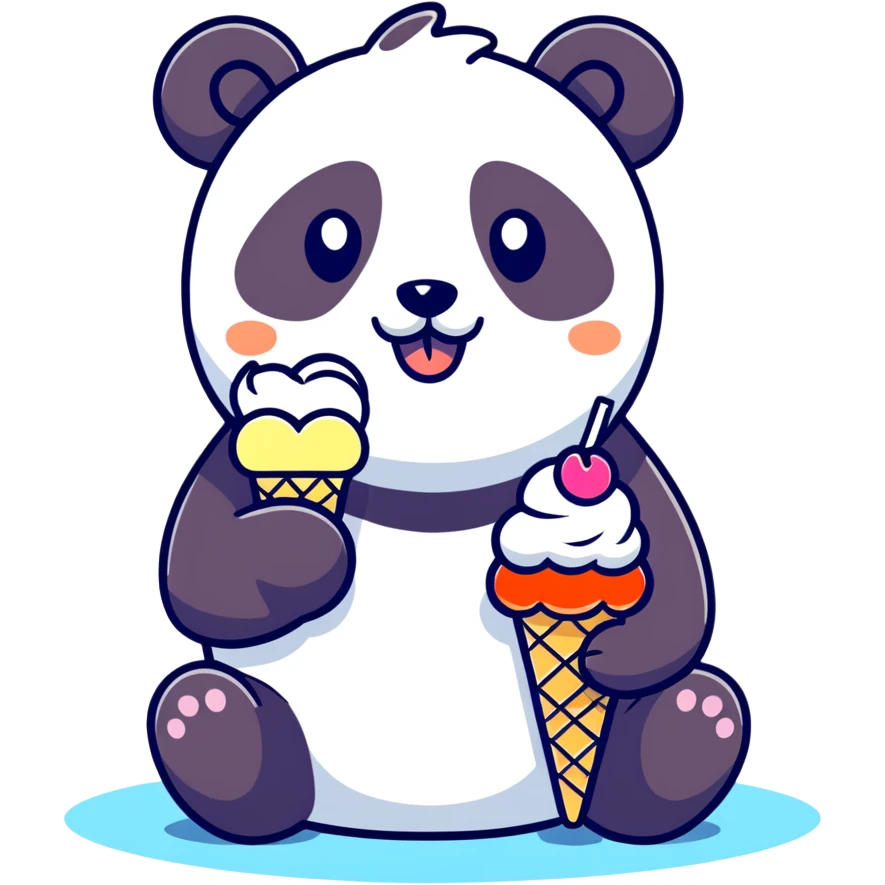 Panda eating ice cream emoji