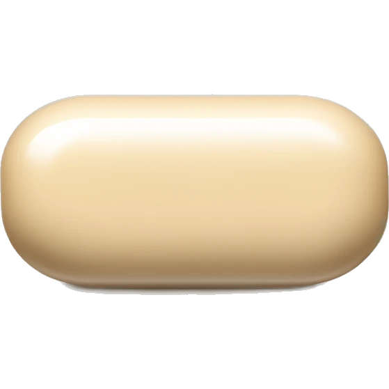 Singular glossy coated oblong beige pill capsule emoji