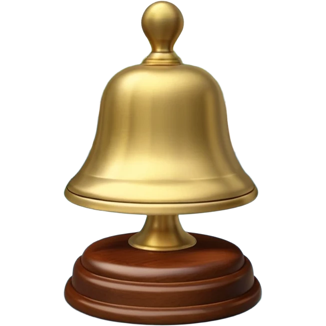 Poolside Service Bell: A tiny brass bell on a wooden base, used to call for drinks or towels at private cabanas. emoji