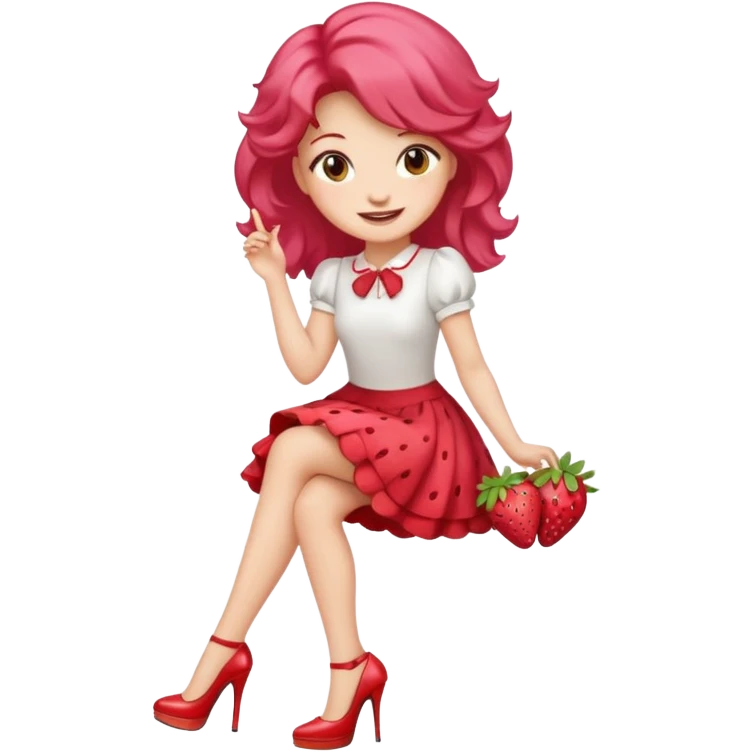 pretty and cute realistic modern day strawberry shortcake full body with high heels emoji emoji