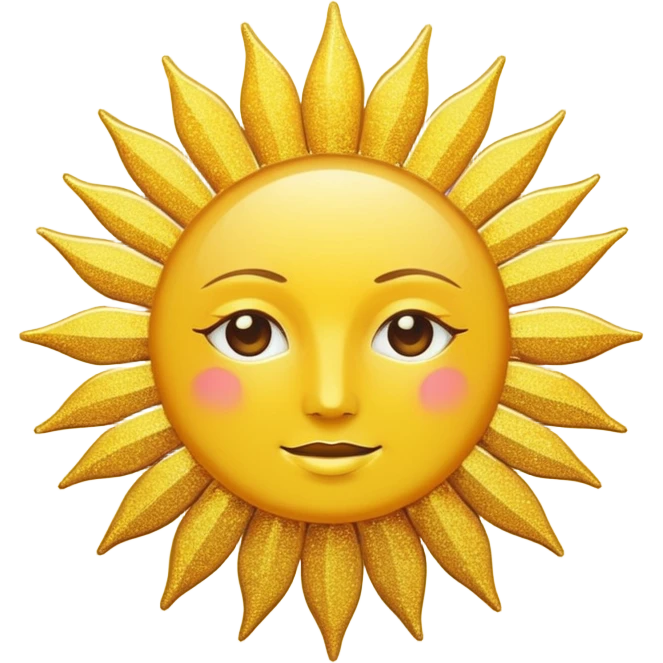 sun in 2d golden glitter in colour without face emoji