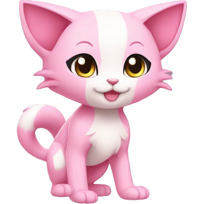 Pink Chibi Anthro Mew-Pokémon full body emoji